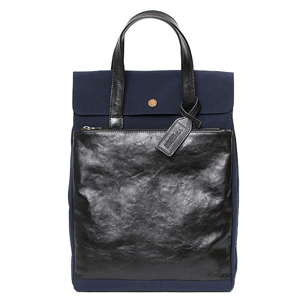 BEAU DESSIN(ボーデッサン) ザック×Mシュリンク フラップ付き縦型トートバッグ ネイビー