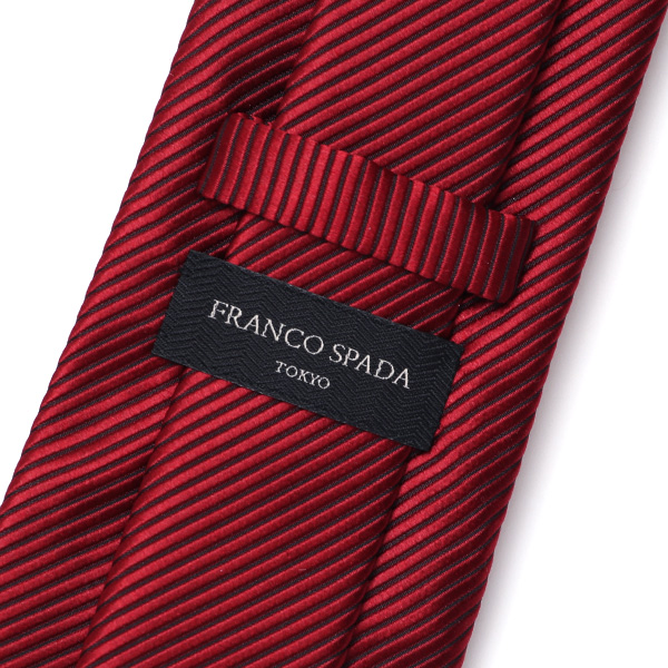 ネクタイ 日本製 手縫い 共裏地 シルク100% 無地 レッド ワイン 赤色 ビジネス 仕事 フォーマル 結婚式 披露宴 パーティー 男性 メンズ 高級 プレゼント ギフト 化粧箱付き 30代 40代 50代 60代 フランコ スパダ Franco Spada