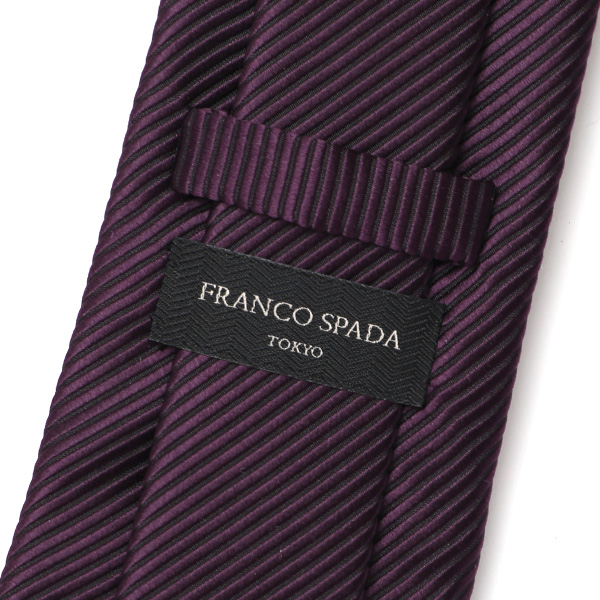 ネクタイ 日本製 手縫い 共裏地 シルク100% 無地 パープル 紫色 ビジネス 仕事 フォーマル 結婚式 披露宴 パーティー 男性 メンズ 高級 プレゼント ギフト 化粧箱付き 30代 40代 50代 60代 フランコ スパダ Franco Spada