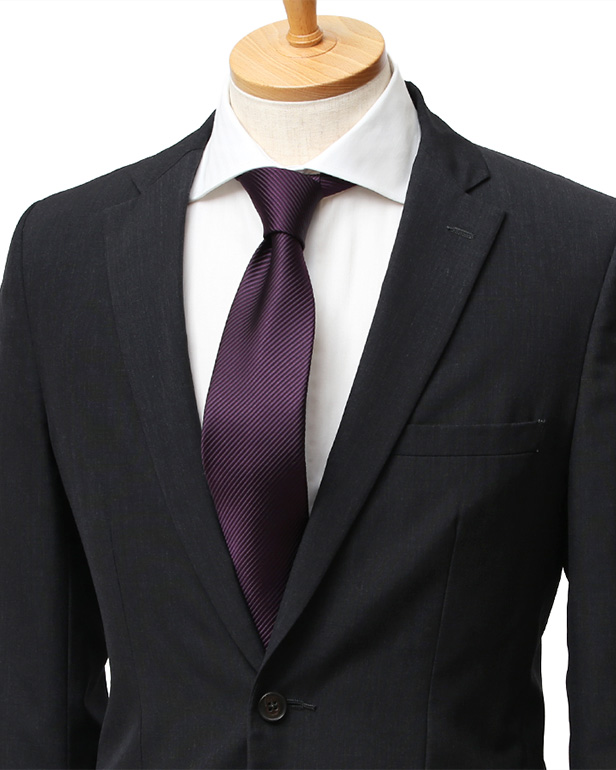 ネクタイ 日本製 手縫い 共裏地 シルク100% 無地 パープル 紫色 ビジネス 仕事 フォーマル 結婚式 披露宴 パーティー 男性 メンズ 高級 プレゼント ギフト 化粧箱付き 30代 40代 50代 60代 フランコ スパダ Franco Spada