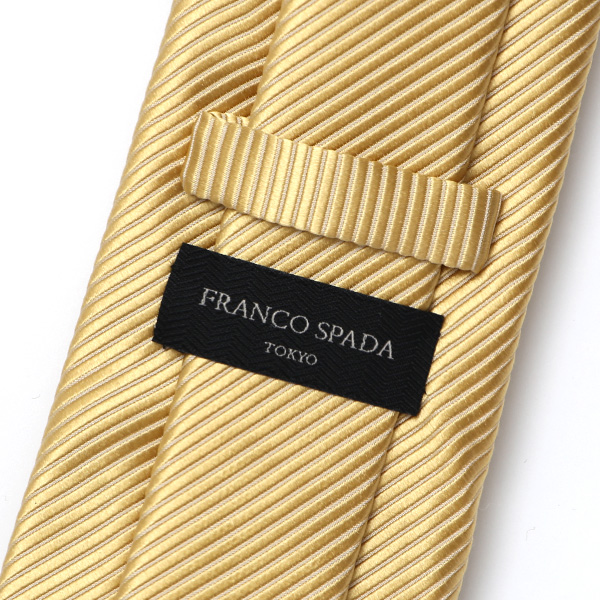  ネクタイ 日本製 手縫い 共裏地 シルク100％ 無地 ゴールド 金色 ビジネス 仕事 フォーマル 結婚式 披露宴 パーティー 男性 メンズ 高級 プレゼント ギフト 化粧箱付き 30代 40代 50代 60代 フランコ スパダ Franco Spada