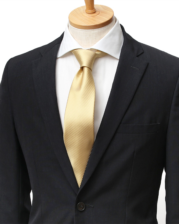 ネクタイ 日本製 手縫い 共裏地 シルク100％ 無地 ゴールド 金色 ビジネス 仕事 フォーマル 結婚式 披露宴 パーティー 男性 メンズ 高級 プレゼント ギフト 化粧箱付き 30代 40代 50代 60代 フランコ スパダ Franco Spada