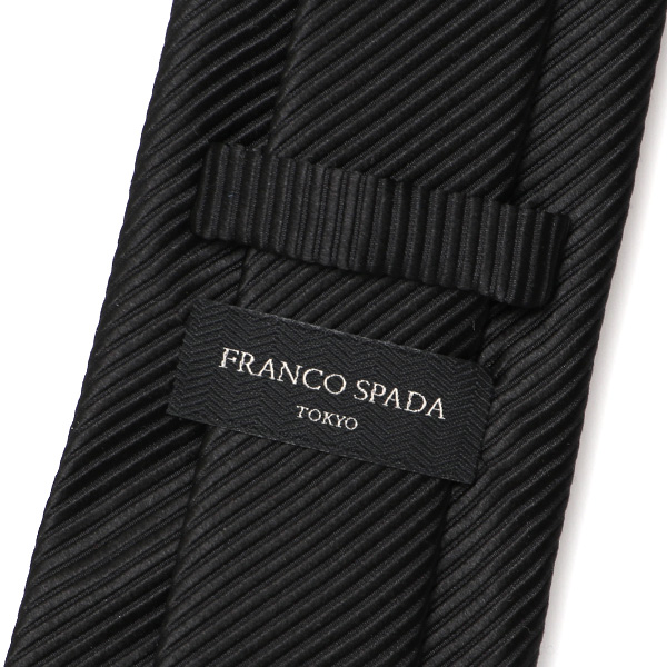 ネクタイ 日本製 手縫い 共裏地 シルク100% 冠婚葬祭 無地 ブラック 黒 黒色 ビジネス 仕事 フォーマル 結婚式 披露宴 パーティー 男性 メンズ 高級 プレゼント ギフト 化粧箱付き 30代 40代 50代 60代 フランコ スパダ Franco Spada