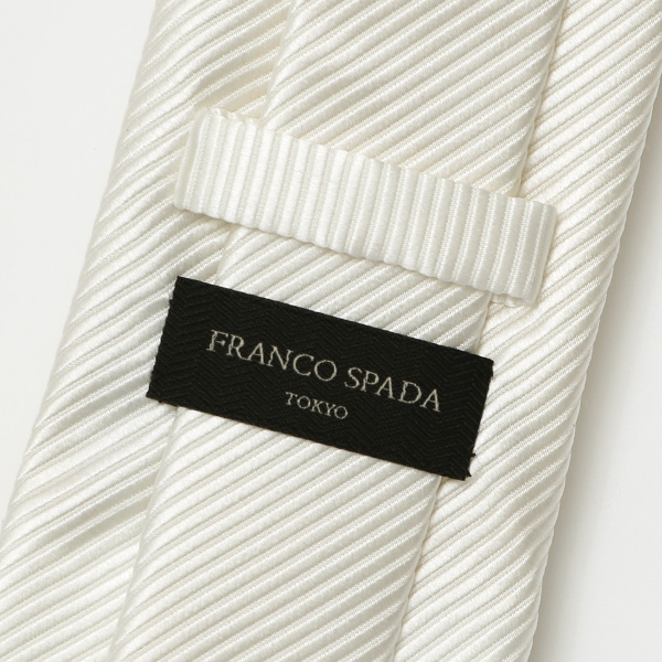  ネクタイ 日本製 手縫い 共裏地 シルク100％ 冠婚葬祭 無地 ホワイト 白色 ビジネス 仕事 フォーマル 結婚式 披露宴 パーティー 男性 メンズ 高級 プレゼント ギフト 化粧箱付き 30代 40代 50代 60代 フランコ スパダ Franco Spada