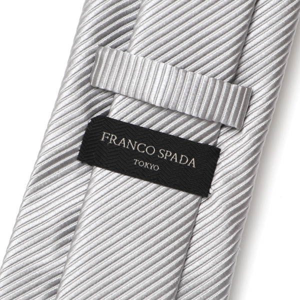  ネクタイ 日本製 手縫い 共裏地 シルク100％ 冠婚葬祭 無地 シルバー 銀色 ビジネス 仕事 フォーマル 結婚式 披露宴 パーティー 男性 メンズ 高級 プレゼント ギフト 化粧箱付き 30代 40代 50代 60代 フランコ スパダ Franco Spada