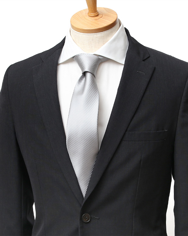 ネクタイ 日本製 手縫い 共裏地 シルク100％ 冠婚葬祭 無地 シルバー 銀色 ビジネス 仕事 フォーマル 結婚式 披露宴 パーティー 男性 メンズ 高級 プレゼント ギフト 化粧箱付き 30代 40代 50代 60代 フランコ スパダ Franco Spada