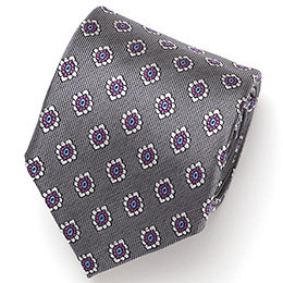 Franco Spada(フランコ スパダ) 小花 小紋柄 手縫い 共裏地 ネクタイ [fra0095] グレー