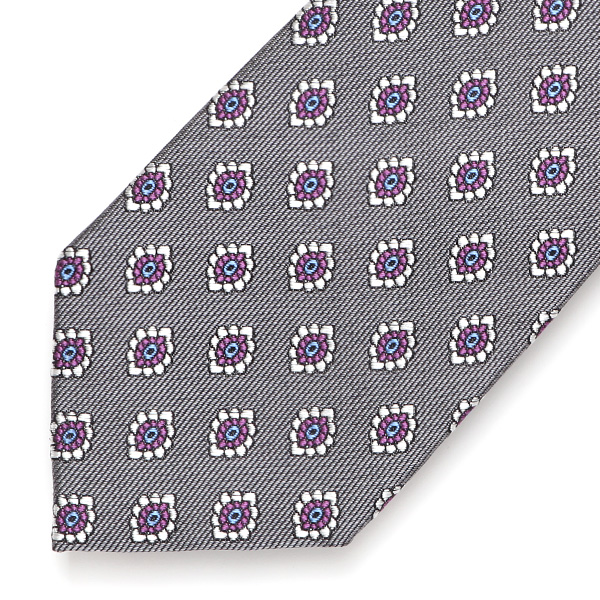  ネクタイ 日本製 手縫い 共裏地 シルク100％ 小紋柄 小花柄 グレー グレイ 灰色 ビジネス 仕事 フォーマル 結婚式 披露宴 パーティー 男性 メンズ 高級 プレゼント ギフト 化粧箱付き 30代 40代 50代 60代 フランコ スパダ Franco Spada
