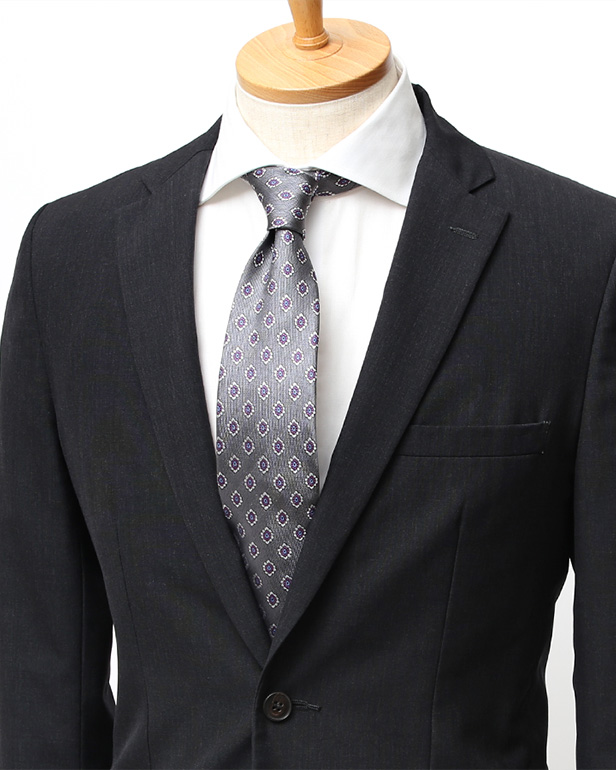 ネクタイ 日本製 手縫い 共裏地 シルク100％ 小紋柄 小花柄 グレー グレイ 灰色 ビジネス 仕事 フォーマル 結婚式 披露宴 パーティー 男性 メンズ 高級 プレゼント ギフト 化粧箱付き 30代 40代 50代 60代 フランコ スパダ Franco Spada