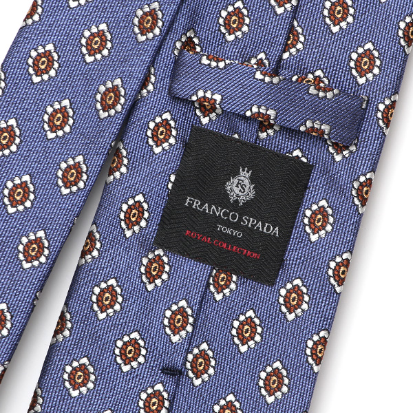  ネクタイ 日本製 手縫い 共裏地 シルク100％ 小紋柄 小花柄 ブルー ネイビー 青色 ビジネス 仕事 フォーマル 結婚式 披露宴 パーティー 男性 メンズ 高級 プレゼント ギフト 化粧箱付き 30代 40代 50代 60代 フランコ スパダ Franco Spada