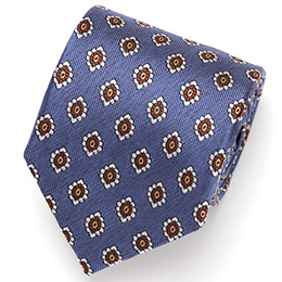 Franco Spada(フランコ スパダ) 小花 小紋柄 手縫い 共裏地 ネクタイ [fra0095] ブルー