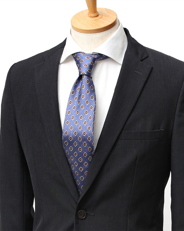 ネクタイ 日本製 手縫い 共裏地 シルク100％ 小紋柄 小花柄 ブルー ネイビー 青色 ビジネス 仕事 フォーマル 結婚式 披露宴 パーティー 男性 メンズ 高級 プレゼント ギフト 化粧箱付き 30代 40代 50代 60代 フランコ スパダ Franco Spada