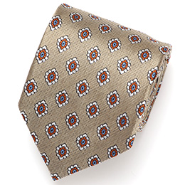 Franco Spada(フランコ スパダ) 小花 小紋柄 手縫い 共裏地 ネクタイ [fra0095] ベージュ