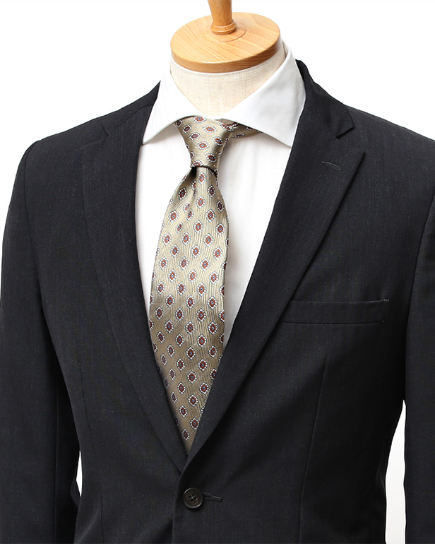 ネクタイ 日本製 手縫い 共裏地 シルク100％ 小紋柄 小花柄 ベージュ 肌色 ビジネス 仕事 フォーマル 結婚式 披露宴 パーティー 男性 メンズ 高級 プレゼント ギフト 化粧箱付き 30代 40代 50代 60代 フランコ スパダ Franco Spada