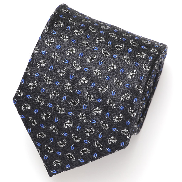  ネクタイ 日本製 手縫い 共裏地 シルク100％ 小紋柄 ペイズリー グレー グレイ 灰色 ビジネス 仕事 フォーマル 結婚式 披露宴 パーティー 男性 メンズ 高級 プレゼント ギフト 化粧箱付き 30代 40代 50代 60代 フランコ スパダ Franco Spada