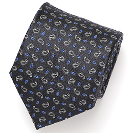 Franco Spada(フランコ スパダ) ミニペイズリー小紋柄 手縫い 共裏地 ネクタイ [fra0098] グレー