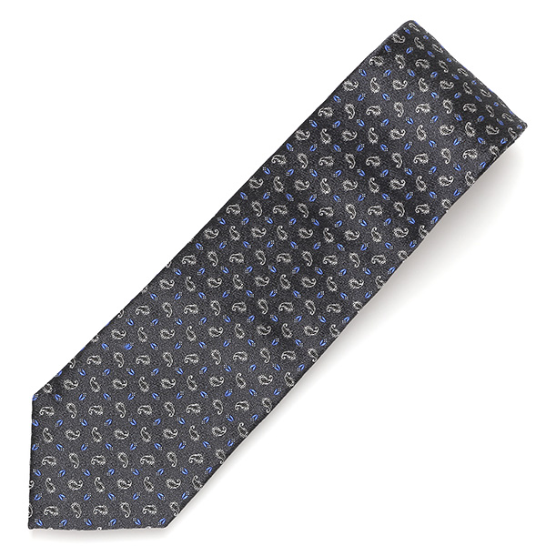  ネクタイ 日本製 手縫い 共裏地 シルク100％ 小紋柄 ペイズリー グレー グレイ 灰色 ビジネス 仕事 フォーマル 結婚式 披露宴 パーティー 男性 メンズ 高級 プレゼント ギフト 化粧箱付き 30代 40代 50代 60代 フランコ スパダ Franco Spada