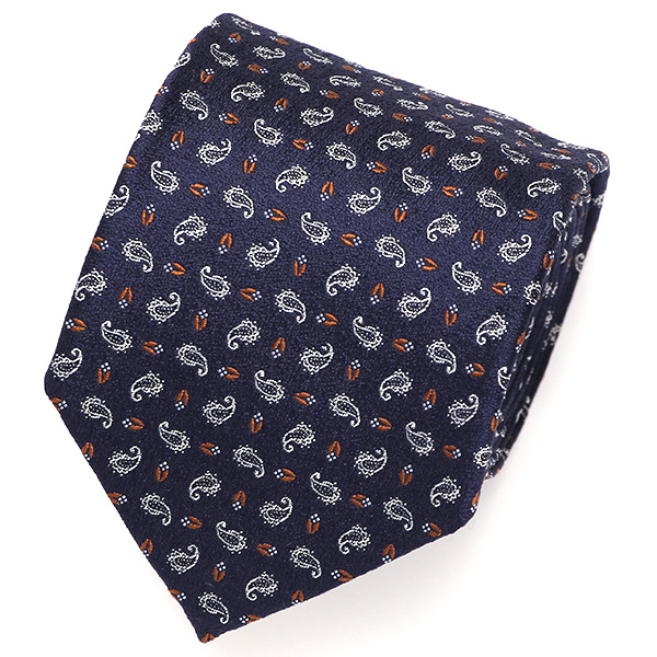  ネクタイ 日本製 手縫い 共裏地 シルク100％ 小紋柄 ペイズリー ブルー ネイビー 青色 ビジネス 仕事 フォーマル 結婚式 披露宴 パーティー 男性 メンズ 高級 プレゼント ギフト 化粧箱付き 30代 40代 50代 60代 フランコ スパダ Franco Spada
