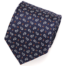 Franco Spada(フランコ スパダ) ミニペイズリー小紋柄 手縫い 共裏地 ネクタイ [fra0098] ネイビー