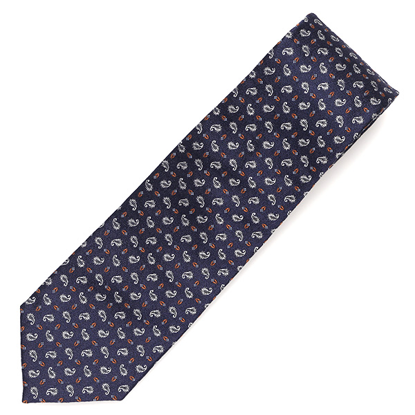  ネクタイ 日本製 手縫い 共裏地 シルク100％ 小紋柄 ペイズリー ブルー ネイビー 青色 ビジネス 仕事 フォーマル 結婚式 披露宴 パーティー 男性 メンズ 高級 プレゼント ギフト 化粧箱付き 30代 40代 50代 60代 フランコ スパダ Franco Spada