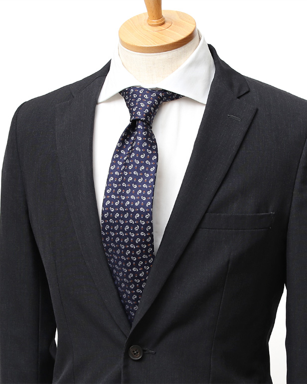 ネクタイ 日本製 手縫い 共裏地 シルク100％ 小紋柄 ペイズリー ブルー ネイビー 青色 ビジネス 仕事 フォーマル 結婚式 披露宴 パーティー 男性 メンズ 高級 プレゼント ギフト 化粧箱付き 30代 40代 50代 60代 フランコ スパダ Franco Spada