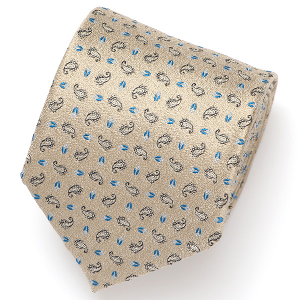  ネクタイ 日本製 手縫い 共裏地 シルク100％ 小紋柄 ペイズリー ベージュ 肌色 ビジネス 仕事 フォーマル 結婚式 披露宴 パーティー 男性 メンズ 高級 プレゼント ギフト 化粧箱付き 30代 40代 50代 60代 フランコ スパダ Franco Spada