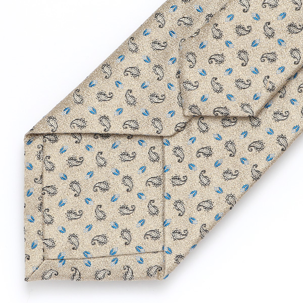  ネクタイ 日本製 手縫い 共裏地 シルク100％ 小紋柄 ペイズリー ベージュ 肌色 ビジネス 仕事 フォーマル 結婚式 披露宴 パーティー 男性 メンズ 高級 プレゼント ギフト 化粧箱付き 30代 40代 50代 60代 フランコ スパダ Franco Spada