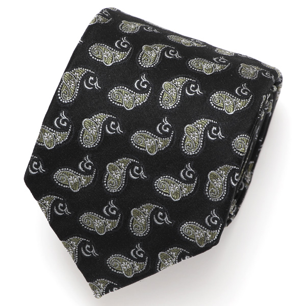  ネクタイ 日本製 手縫い 共裏地 シルク100％ 小紋柄 ペイズリー ブラック 黒 黒色 ビジネス 仕事 フォーマル 結婚式 披露宴 パーティー 男性 メンズ 高級 プレゼント ギフト 化粧箱付き 30代 40代 50代 60代 フランコ スパダ Franco Spada
