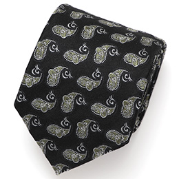 Franco Spada(フランコ スパダ) ペイズリー小紋柄 手縫い 共裏地 ネクタイ [fra0099] ブラック