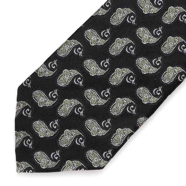  ネクタイ 日本製 手縫い 共裏地 シルク100％ 小紋柄 ペイズリー ブラック 黒 黒色 ビジネス 仕事 フォーマル 結婚式 披露宴 パーティー 男性 メンズ 高級 プレゼント ギフト 化粧箱付き 30代 40代 50代 60代 フランコ スパダ Franco Spada