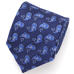 Franco Spada(フランコ スパダ) ペイズリー小紋柄 手縫い 共裏地 ネクタイ [fra0099] ロイヤルブルー