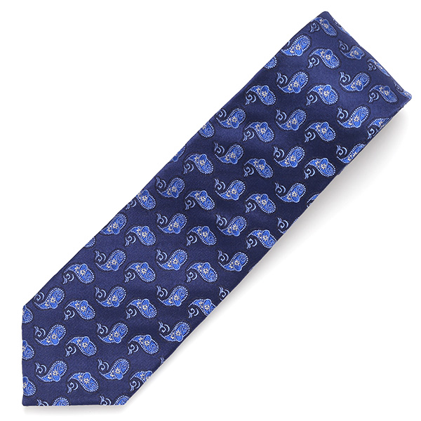 ネクタイ 日本製 手縫い 共裏地 シルク100% 小紋柄 ペイズリー ブルー ネイビー 青色 ビジネス 仕事 フォーマル 結婚式 披露宴 パーティー 男性 メンズ 高級 プレゼント ギフト 化粧箱付き 30代 40代 50代 60代 フランコ スパダ Franco Spada
