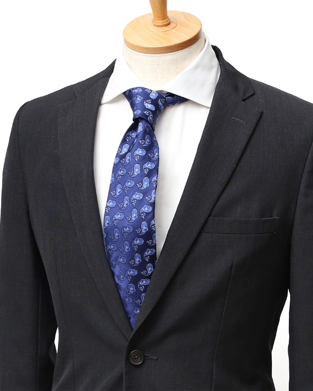 ネクタイ 日本製 手縫い 共裏地 シルク100% 小紋柄 ペイズリー ブルー ネイビー 青色 ビジネス 仕事 フォーマル 結婚式 披露宴 パーティー 男性 メンズ 高級 プレゼント ギフト 化粧箱付き 30代 40代 50代 60代 フランコ スパダ Franco Spada