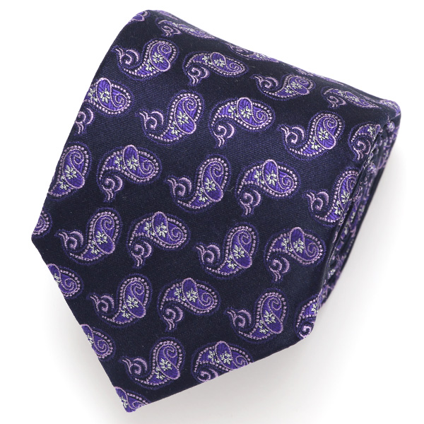  ネクタイ 日本製 手縫い 共裏地 シルク100％ 小紋柄 ペイズリー パープル 紫色 ビジネス 仕事 フォーマル 結婚式 披露宴 パーティー 男性 メンズ 高級 プレゼント ギフト 化粧箱付き 30代 40代 50代 60代 フランコ スパダ Franco Spada