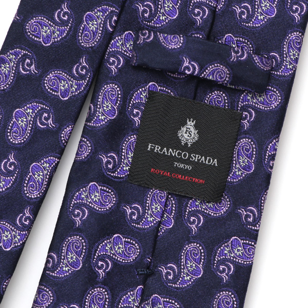  ネクタイ 日本製 手縫い 共裏地 シルク100％ 小紋柄 ペイズリー パープル 紫色 ビジネス 仕事 フォーマル 結婚式 披露宴 パーティー 男性 メンズ 高級 プレゼント ギフト 化粧箱付き 30代 40代 50代 60代 フランコ スパダ Franco Spada