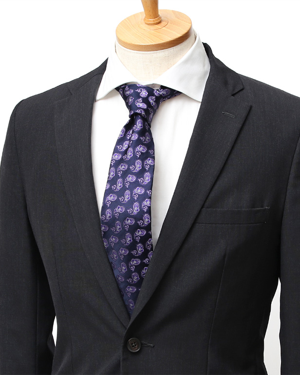 ネクタイ 日本製 手縫い 共裏地 シルク100％ 小紋柄 ペイズリー パープル 紫色 ビジネス 仕事 フォーマル 結婚式 披露宴 パーティー 男性 メンズ 高級 プレゼント ギフト 化粧箱付き 30代 40代 50代 60代 フランコ スパダ Franco Spada