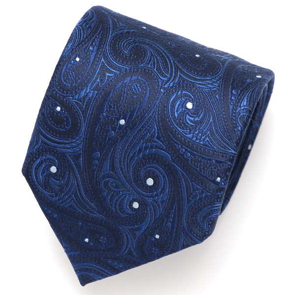  ネクタイ 日本製 手縫い 共裏地 シルク100％ 総柄 ペイズリー ブルー ネイビー 青色 ビジネス 仕事 フォーマル 結婚式 披露宴 パーティー 男性 メンズ 高級 プレゼント ギフト 化粧箱付き 30代 40代 50代 60代 フランコ スパダ Franco Spada