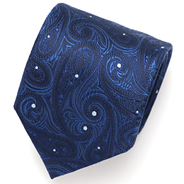 Franco Spada(フランコ スパダ) ペイズリー柄 手縫い 共裏地 ネクタイ [fra0100] ネイビー