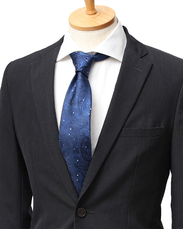 ネクタイ 日本製 手縫い 共裏地 シルク100％ 総柄 ペイズリー ブルー ネイビー 青色 ビジネス 仕事 フォーマル 結婚式 披露宴 パーティー 男性 メンズ 高級 プレゼント ギフト 化粧箱付き 30代 40代 50代 60代 フランコ スパダ Franco Spada