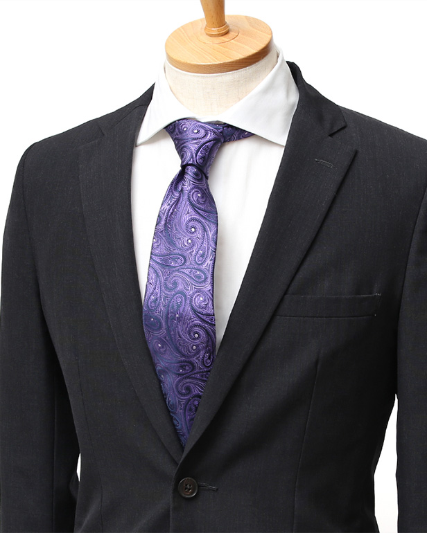 ネクタイ 日本製 手縫い 共裏地 シルク100％ 総柄 ペイズリー パープル 紫色 ビジネス 仕事 フォーマル 結婚式 披露宴 パーティー 男性 メンズ 高級 プレゼント ギフト 化粧箱付き 30代 40代 50代 60代 フランコ スパダ Franco Spada