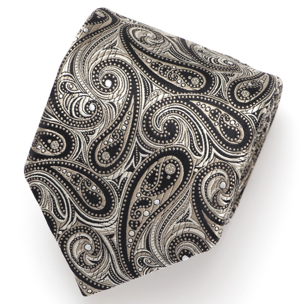  ネクタイ 日本製 手縫い 共裏地 シルク100％ 総柄 ペイズリー ゴールド 金色 ビジネス 仕事 フォーマル 結婚式 披露宴 パーティー 男性 メンズ 高級 プレゼント ギフト 化粧箱付き 30代 40代 50代 60代 フランコ スパダ Franco Spada