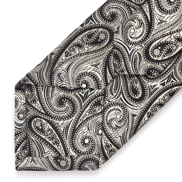  ネクタイ 日本製 手縫い 共裏地 シルク100％ 総柄 ペイズリー ゴールド 金色 ビジネス 仕事 フォーマル 結婚式 披露宴 パーティー 男性 メンズ 高級 プレゼント ギフト 化粧箱付き 30代 40代 50代 60代 フランコ スパダ Franco Spada