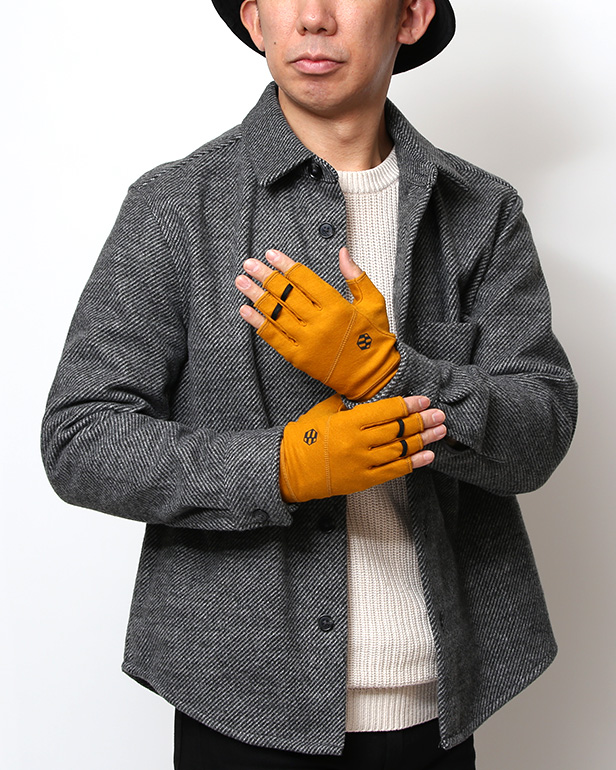 手袋 メンズ 防寒 日本製 ブランド メリノウール イエロー 黄色 男性 自転車 ビジネス スーツ 自転車通勤 タッチパネル スマホ操作可能 プレゼント クリスマス ギフト handson grip(ハンズオングリップ) Hobo 1J