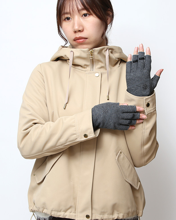 手袋 レディース 防寒 日本製 ブランド メリノウール グレー グレイ 灰色 女性 自転車 ビジネス スーツ 自転車通勤 タッチパネル スマホ操作可能 プレゼント クリスマス ギフト handson grip(ハンズオングリップ) Hobo 1J