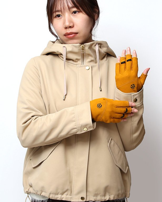 手袋 レディース 防寒 日本製 ブランド メリノウール イエロー 黄色 女性 自転車 ビジネス スーツ 自転車通勤 タッチパネル スマホ操作可能 プレゼント クリスマス ギフト handson grip(ハンズオングリップ) Hobo 1J