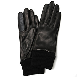 KURODA(クロダ) 手袋 レディース イタリーラム リブ付き 裏地カシミヤ100％ 日本製 ブラック