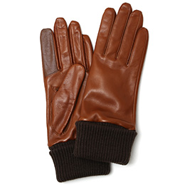 KURODA(クロダ) 手袋 レディース イタリーラム リブ付き 裏地カシミヤ100％ 日本製 ブラウン