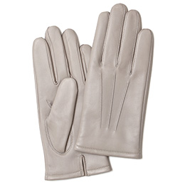 KURODA(クロダ) イタリーラム カシミヤ100％裏地 三本山 メンズ 本革手袋 ライトグレーB
