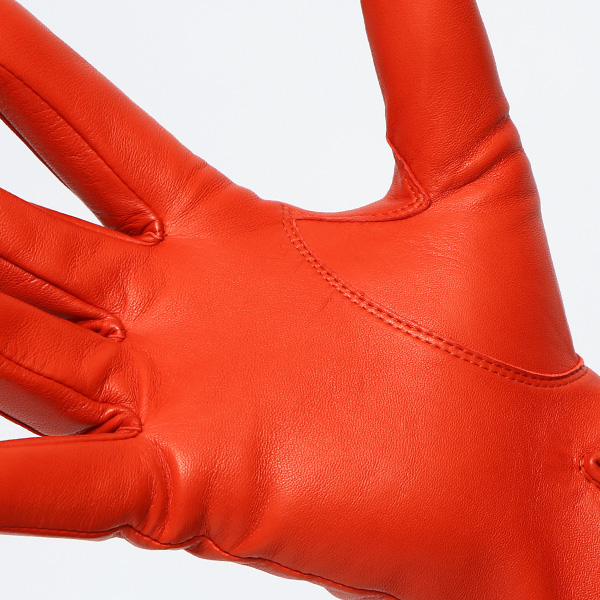  手袋 メンズ カシミヤ裏地 イタリア製仔羊革 国産 オレンジ 橙色 本革 レザー グローブ 防寒 KURODA(クロダ)