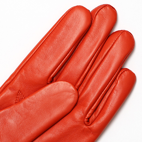  手袋 メンズ カシミヤ裏地 イタリア製仔羊革 国産 オレンジ 橙色 本革 レザー グローブ 防寒 KURODA(クロダ)